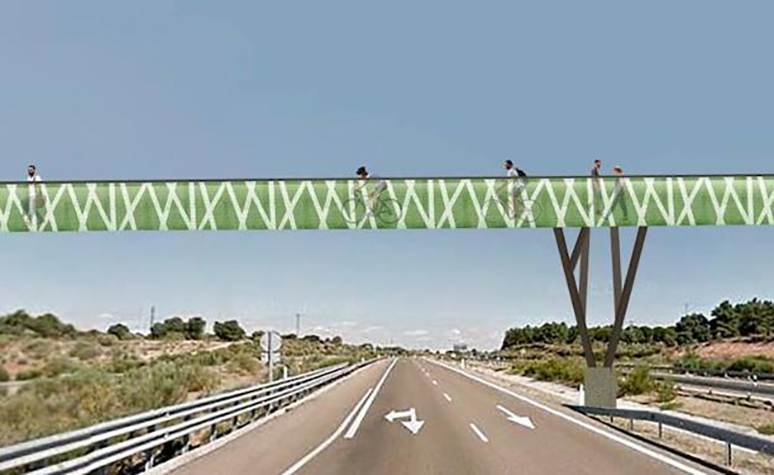 Ejemplo de puente elevado peatonal y ciclista